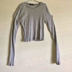Brandy Melville gray striped cropped top